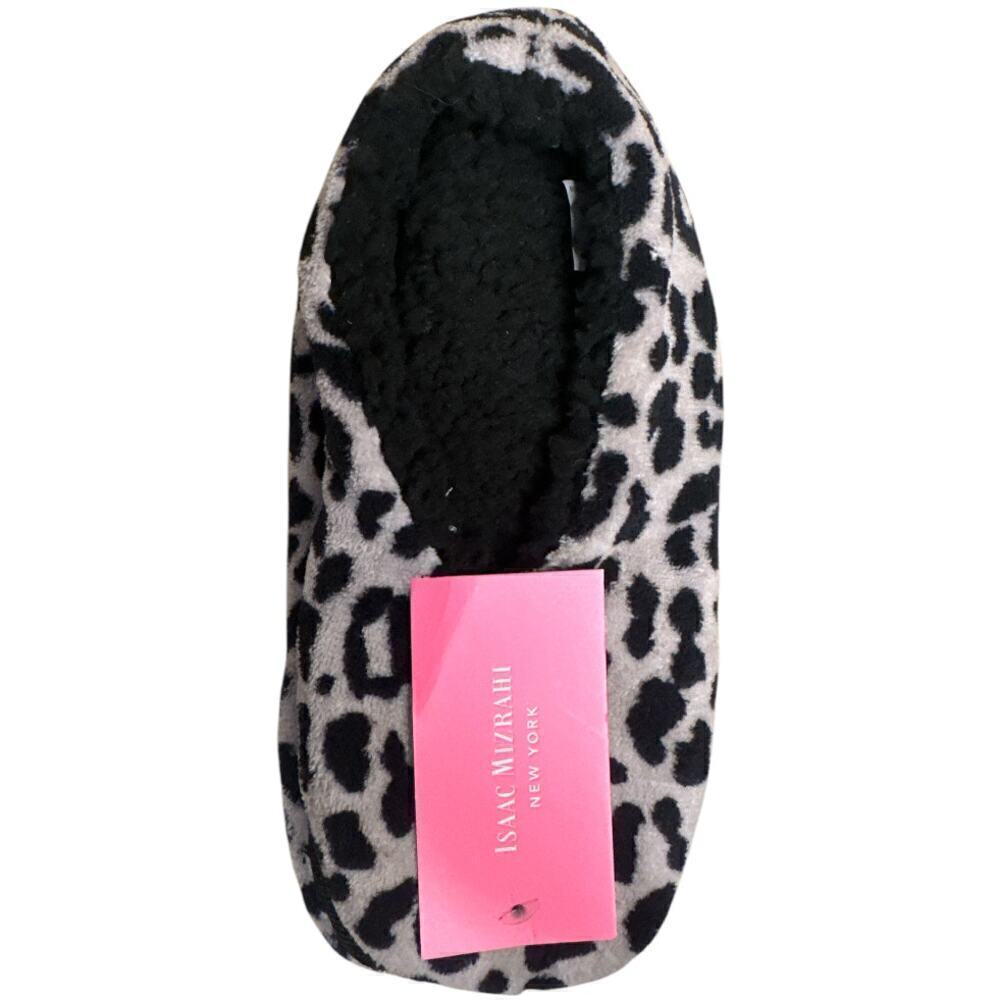 Isaac Mizrahi Grey Black Animal Print Slippers Women's Size M NWT